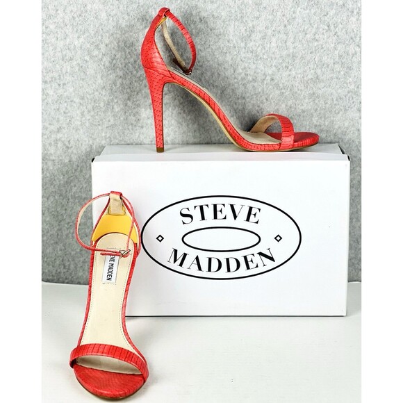 Steve Madden Shoes Womens 9 Pink Stecy Coral SNK Strappy Heels Open Toe Formal - Picture 4 of 13
